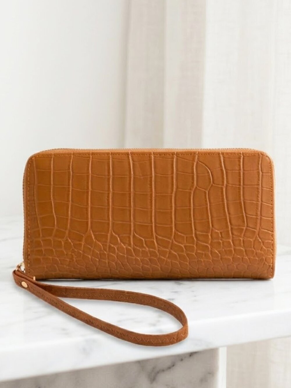 Ladies Brown Crocodile Long Wallet